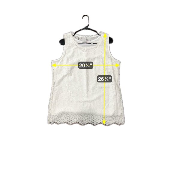 Isaac Mizrahi Live! Lace Sleeveless Tank Top White Sz Large Boho Minimalist - Picture 8 of 9